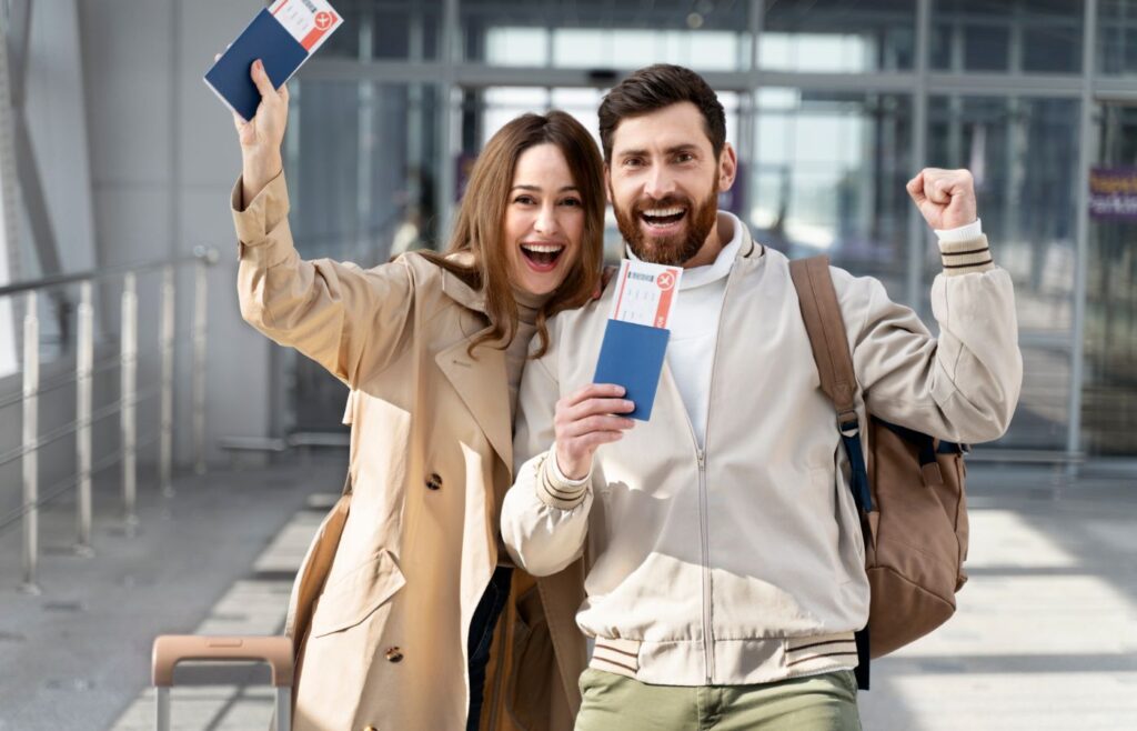 Casal com o visto americano após terminar o processo no CASV e no Consulado Americano