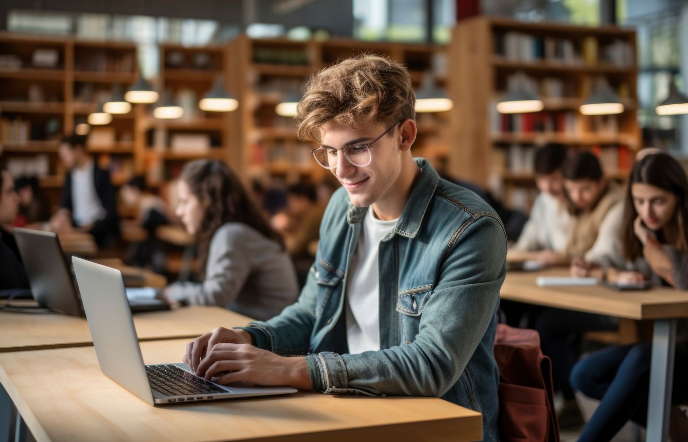 Homem usando computador para pagar a taxa SEVIS do visto de estudante