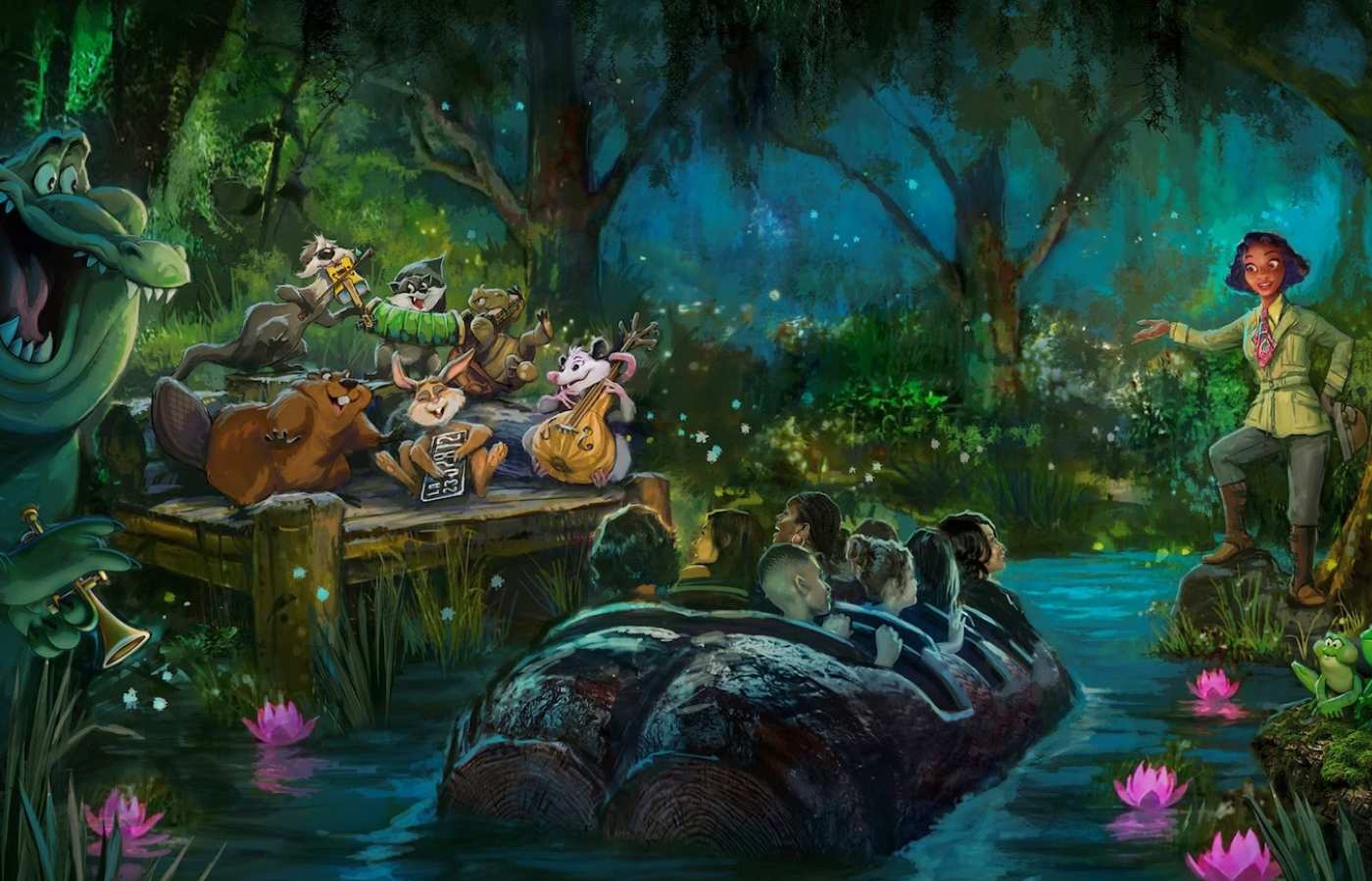 Visual da atração da Princesa e o Sapo, no Magic Kingdom na Disney