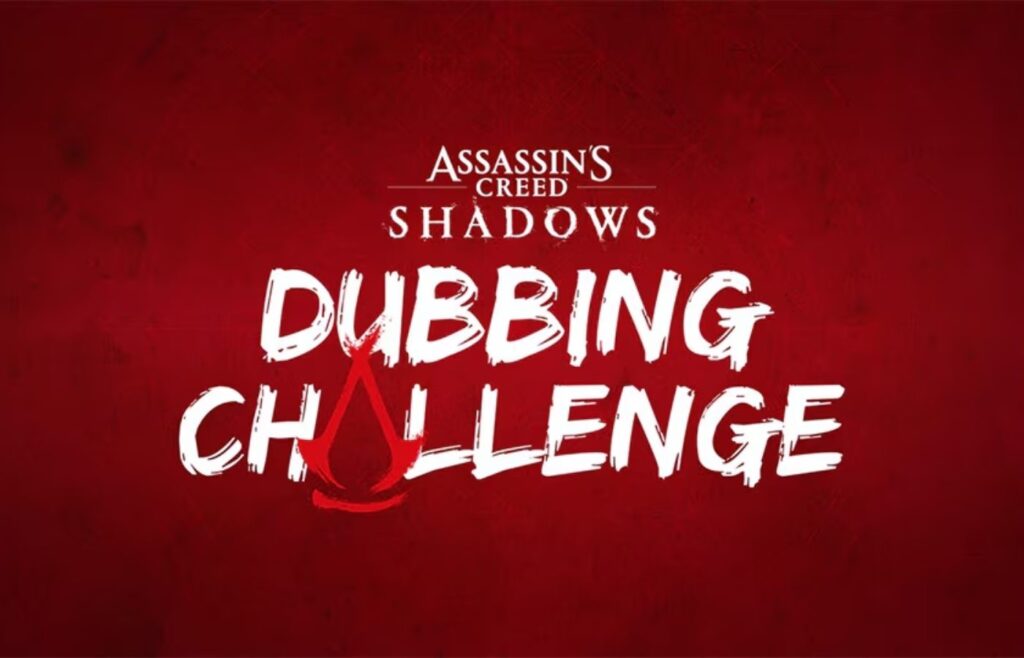 Imagem oficial do desafio de dublagem da Ubisoft para Assassin's Creed Shadows.